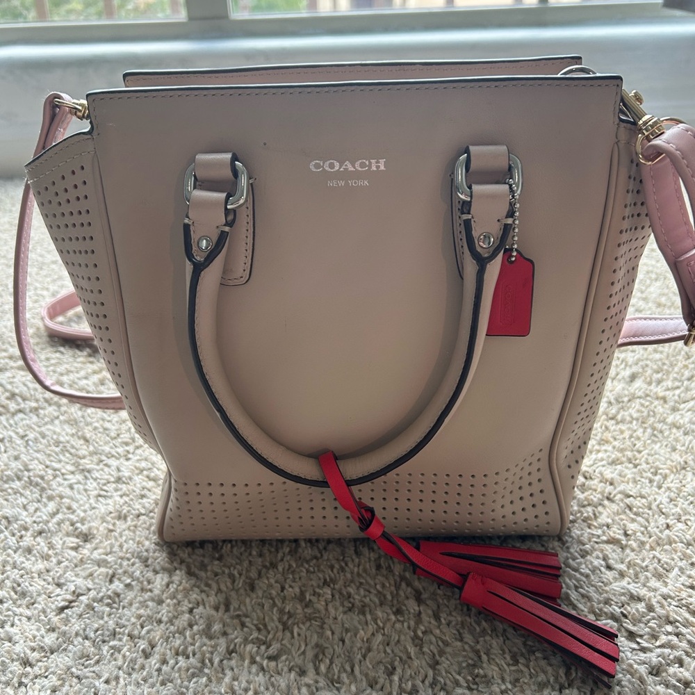 Coach Women's Beige and Pink Satchel
